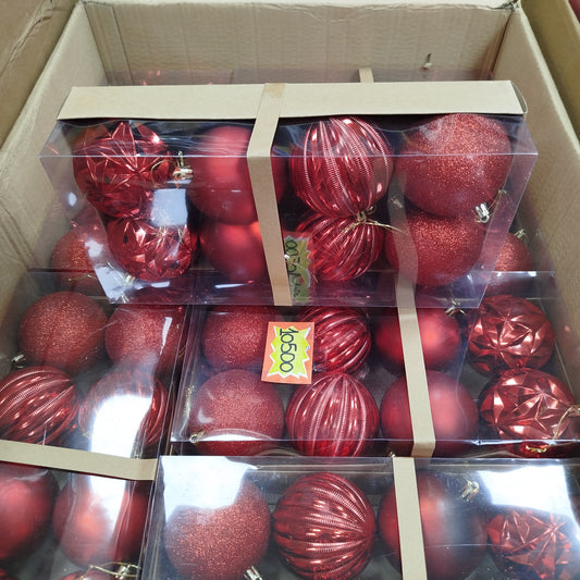 Cajita De 8 PCS Bolas Navideñas Con 8CM Rojo 4956639