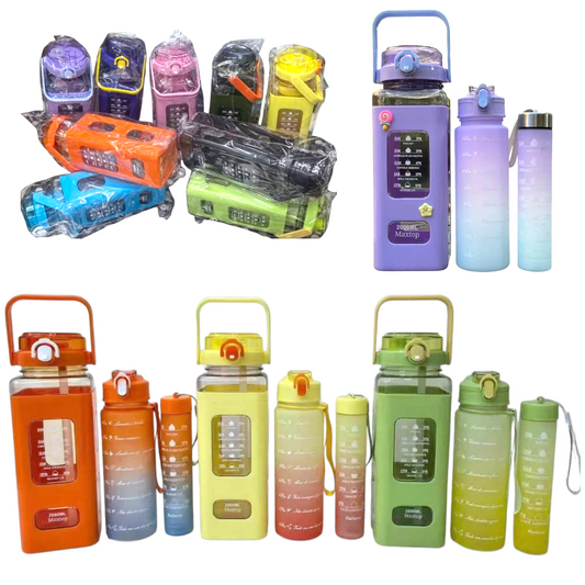 Set De 3 Botellas Manija Plásticas 2000ML 900ML 300ML 41916