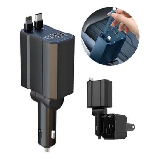 Cargador Universal Para Auto 4 En 1 Retráctil Carga Rápida