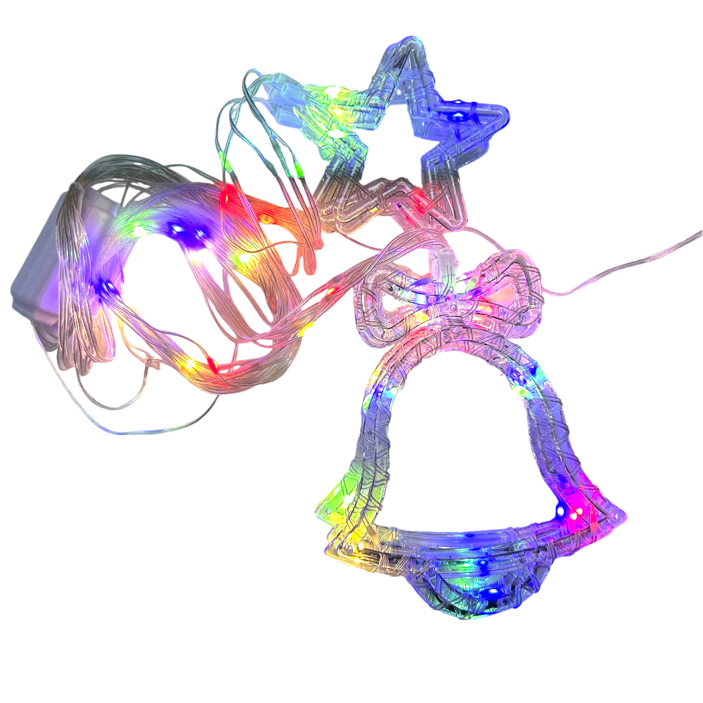 Cortinas De Luces Led Con Estrella Y Campana Multicolor Enchufe 3M*50CM C-91007