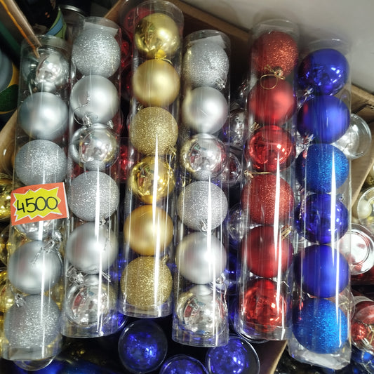 Cajita De 6 PCS Bolas Navideñas Con 5.5CM De Un Color MG031