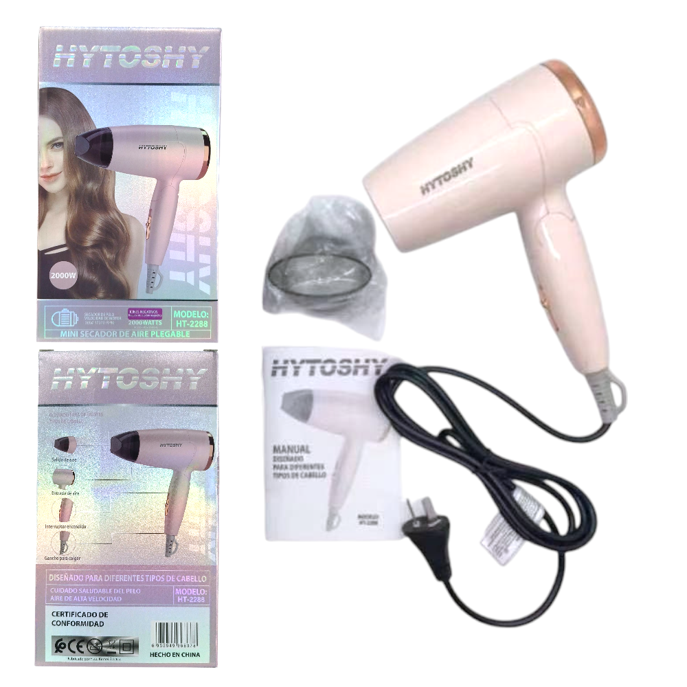 Secador De Pelo Enchufe 2000W 3 Ajustes HT-2288