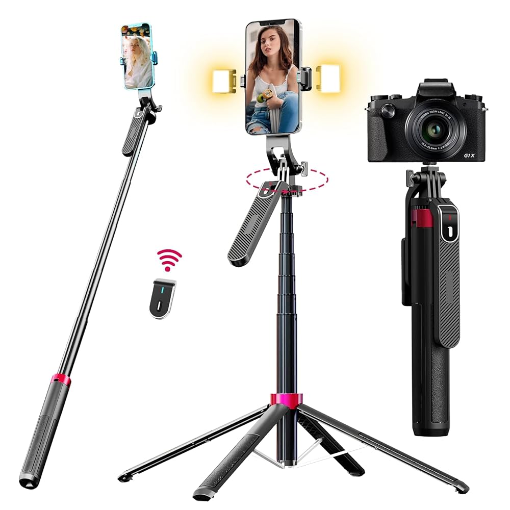 Palo Selfie Con Trípode Control Remoto BT Movible 360 Celular Cámara 180CM Q185