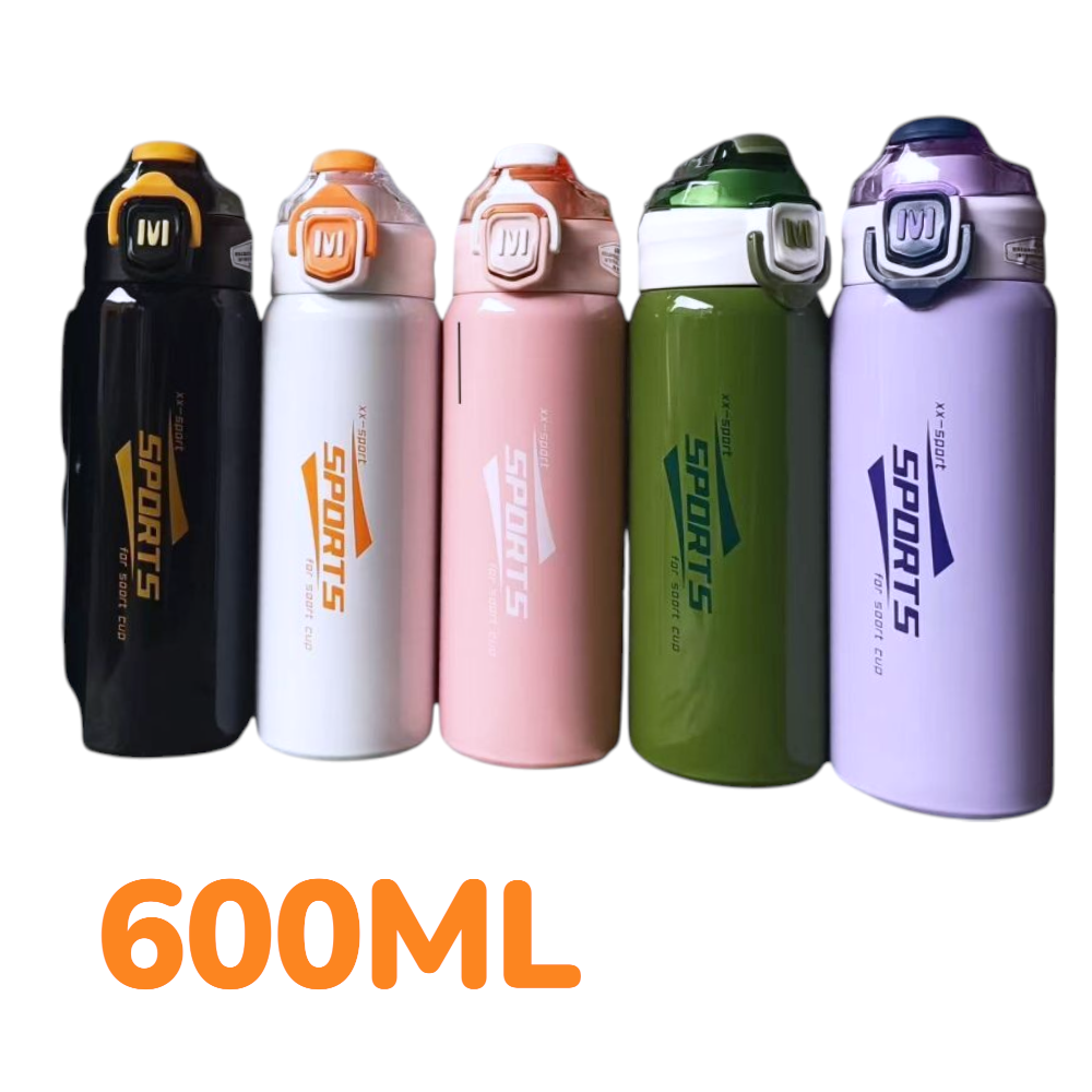 Botella Termica Acero Inoxidable 600ML Doble Pico Con Sorbete YFBW10