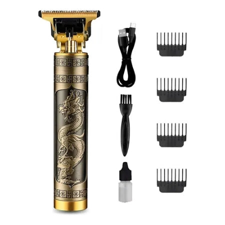 Cortador De Pelo Afeitadora Dragon Dorado Recargable USB Vintage T9