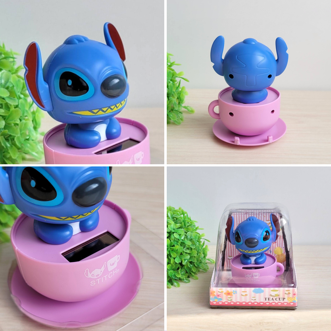 Stitch Adorno Cabeza Movible Automático 9cm Uso Solar D-038