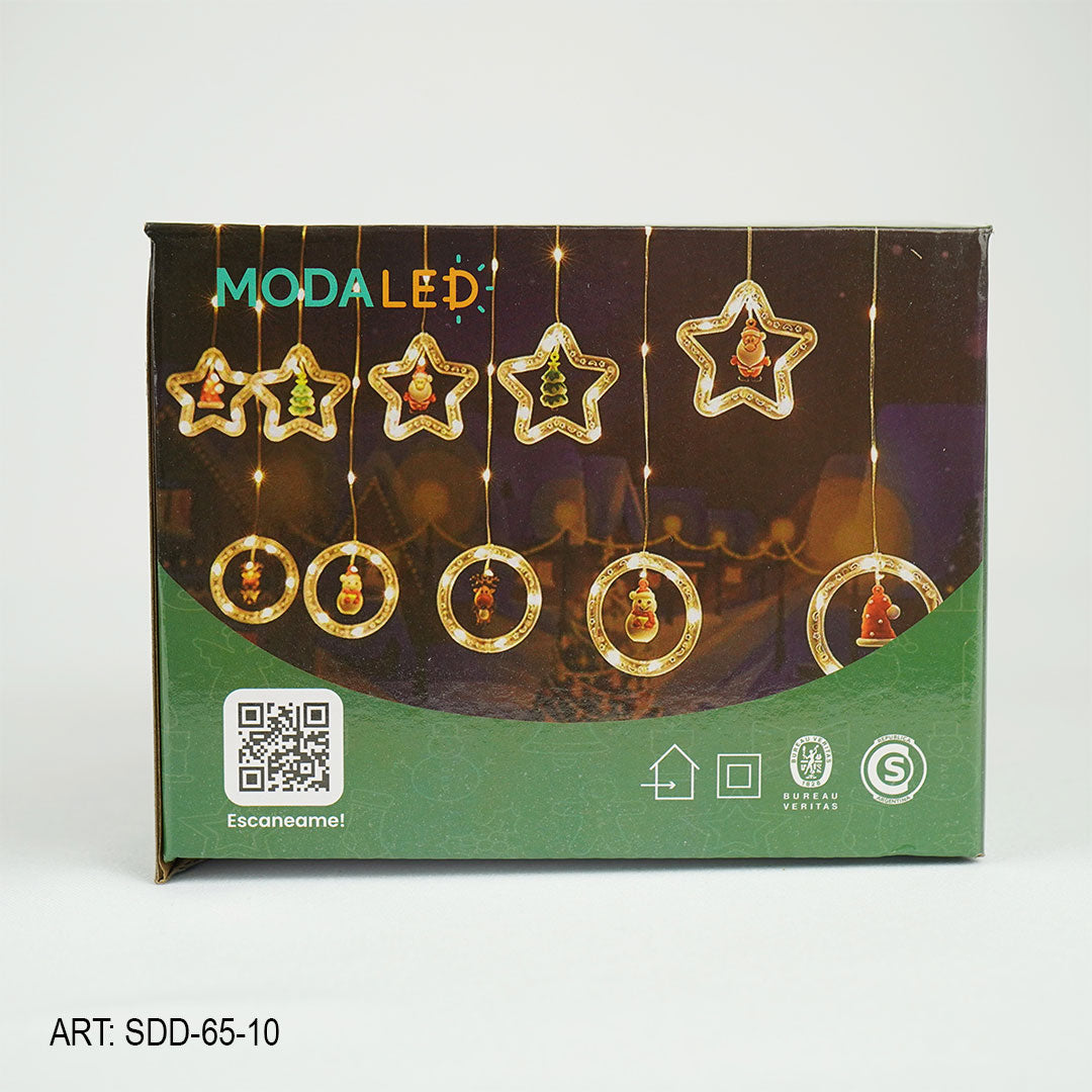 Cortinas De Luces Led Circulo Estrellas Calida Enchufe 3M*60CM SDD-65-10