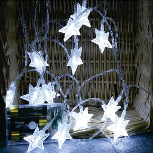 Guirnalda 28 Luces Led Navideña Estrella Transparente 3M Fría Enchufe 0424
