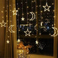 Cortinas De Luces Led Con 6 Estrella Y 6 Luna Cálida Enchufe 3M*50CM C-91012