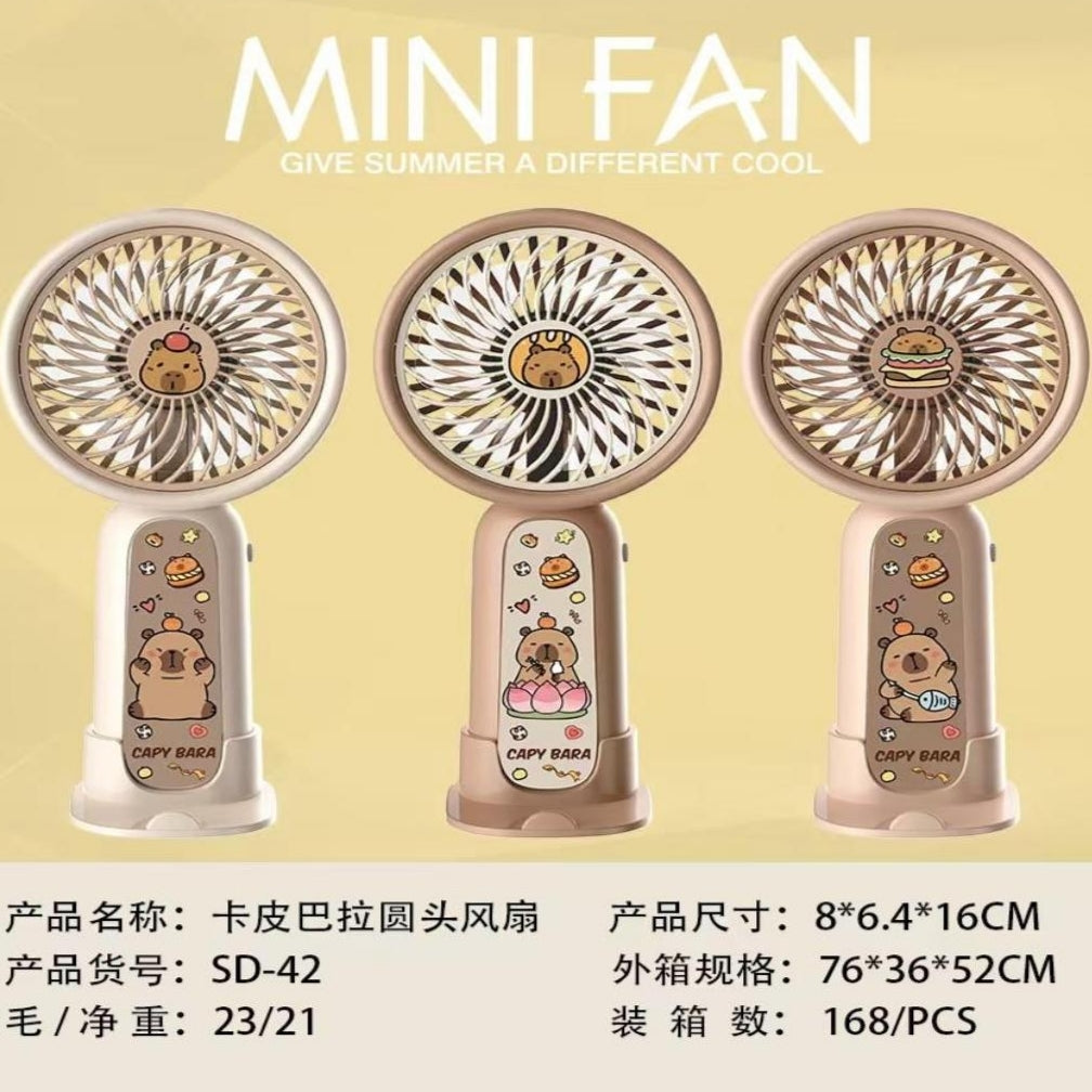 Ventilador De Mano Portátil Recargable USB Diseño Capibara SD-42