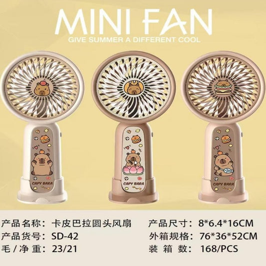 Ventilador De Mano Portátil Recargable USB Diseño Capibara SD-42