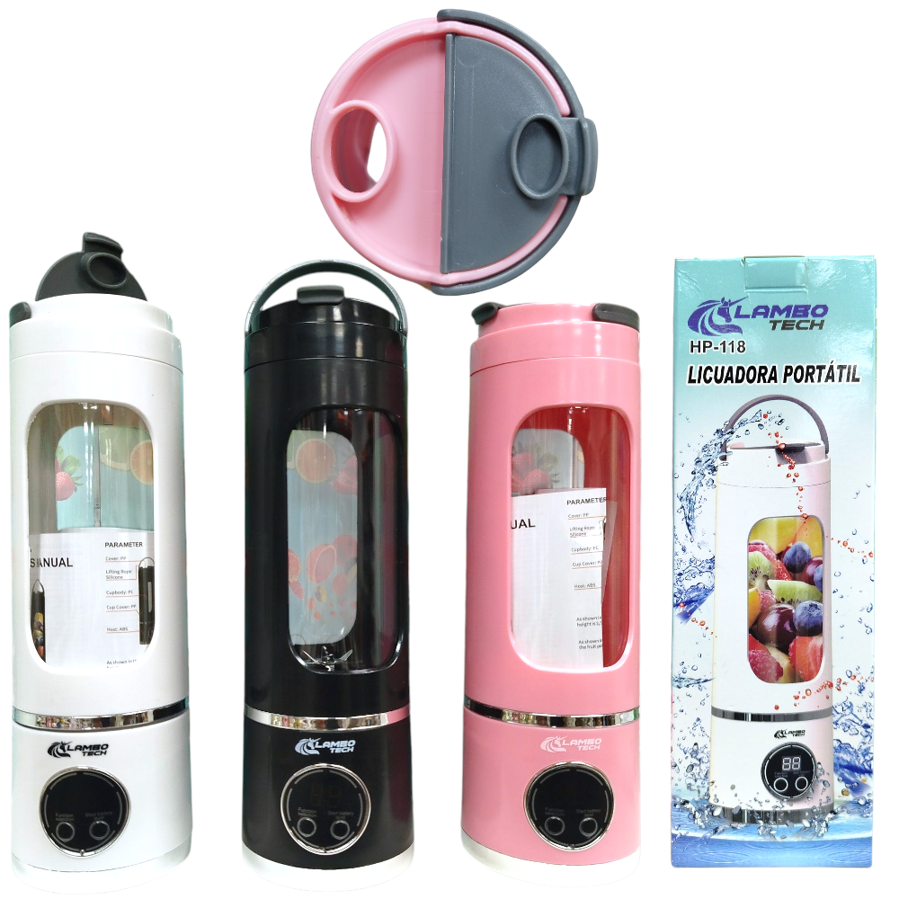 Licuadora Portatil Recargable USB Con 8 Cuchillas 450ML HP-118