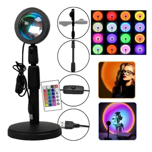 Proyector Lámpara Arco Iris Tiktok Influencer Sunset Control Remoto OA-IL581