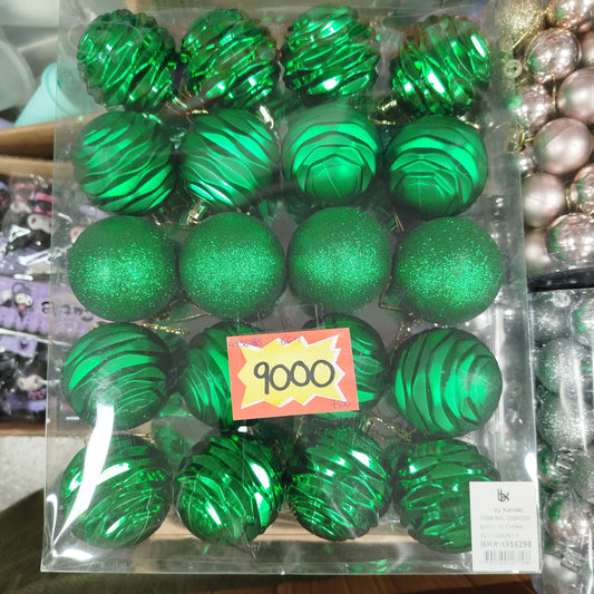 Cajita De 20 PCS Bolas Navideñas Con 6CM Verde 4956298