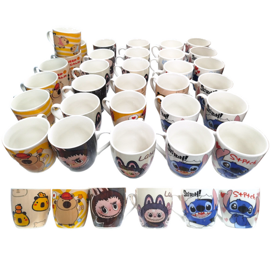 Taza Ceramica Con Dibujo Labubu Capibara Stitch 7.5x7.5x8CM Sin Cajita 036A