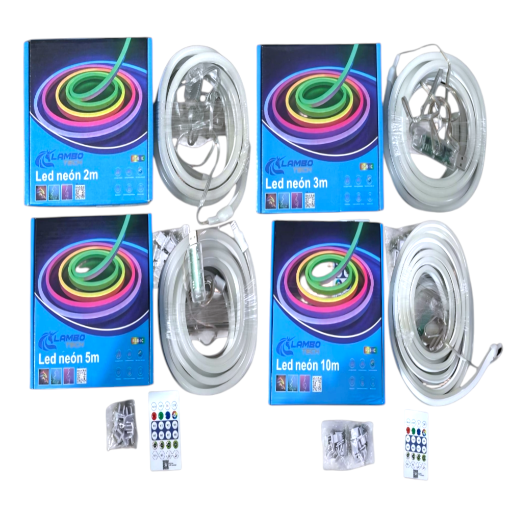 Tira Led Neón RGB Multicolor Con Control Remoto APP Enchufe USB C-40