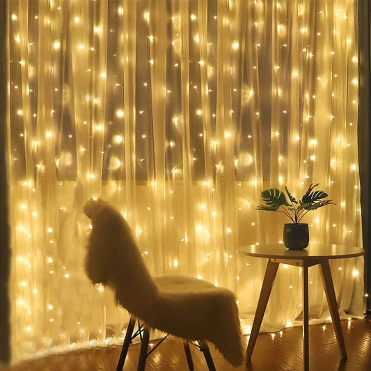 Cortinas De Luces Led Enchufe 220V Cálida 3*3M 3*2M C-91019