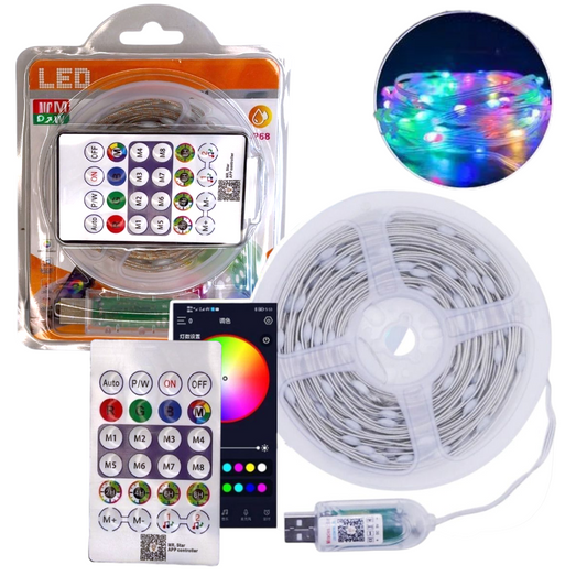Tira Led RGB 10M Con Control Remoto Y APP Enchufe USB C-405