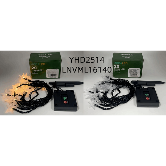 Guirnalda 20 Luces Led Navideña 5M Cálida Estrellas Uso Solar YHD2514